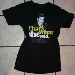 Black Graphic T-Shirt with Yellow and White Text